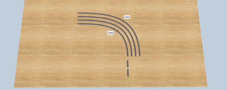 Flexgleis verlegt, Schienenende ist bei jedem Gleis gleich lang.jpg